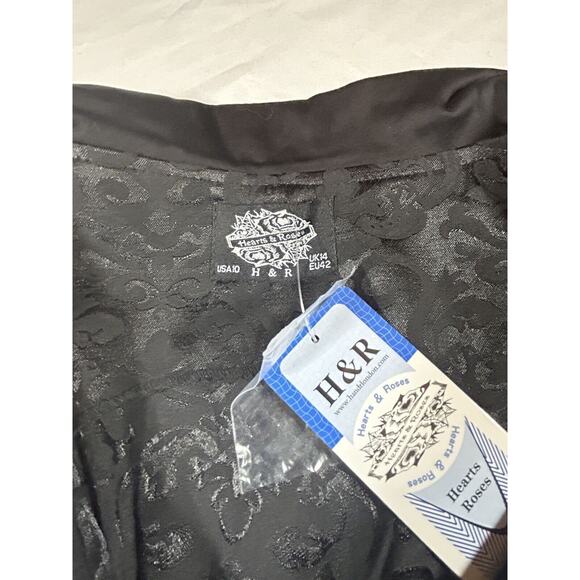 Hearts & Roses Goth Brocade Fit and Flare Dress Womens Size 10 Black NWT - Picture 8 of 12